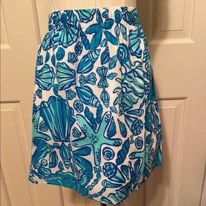 Lilly Pulitzer Blue and White Seashell Print Skirt